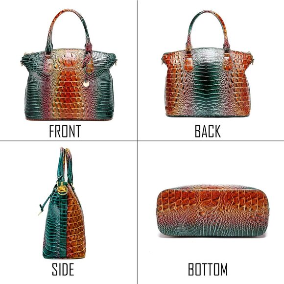 Sophisticated Crocodile Embossed Women's Purse - Spacious Tote & Crossbody - Picture 3 of 8